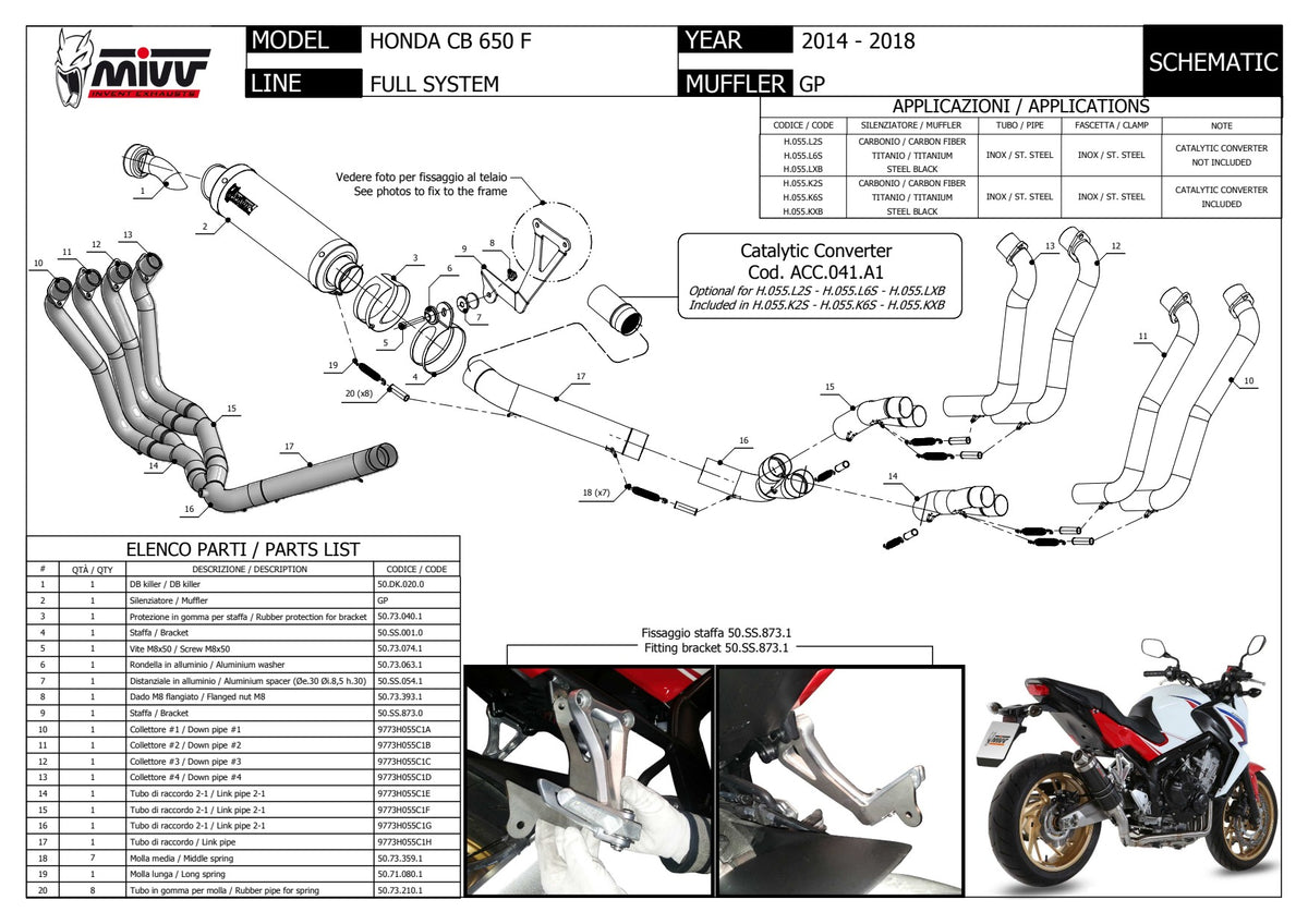 MIVV GP Auspuff Carbon passend für Honda CBF 650 F 14-18