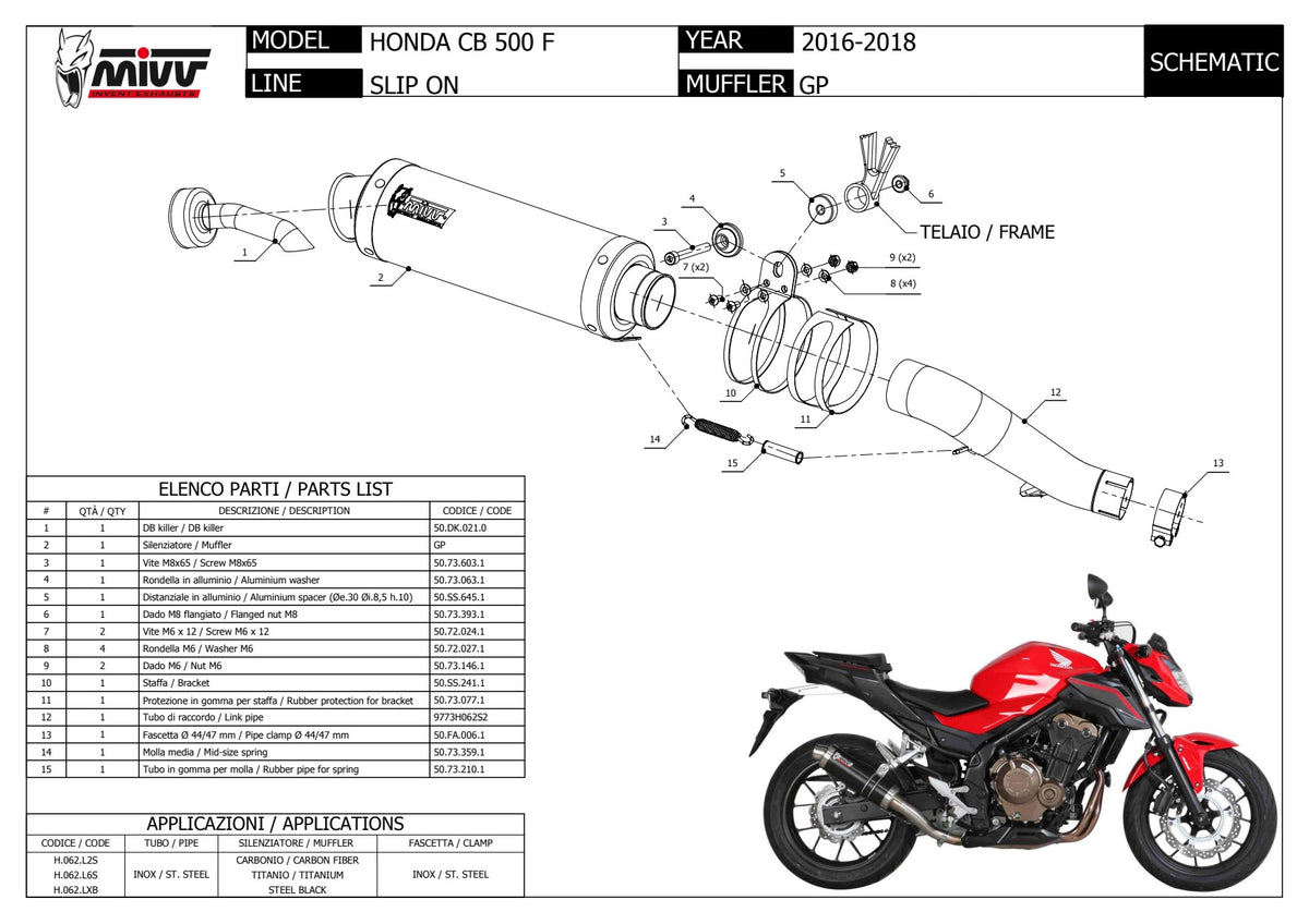 MIVV GP Auspuff Carbon passend für Honda CB 500 F 16-17
