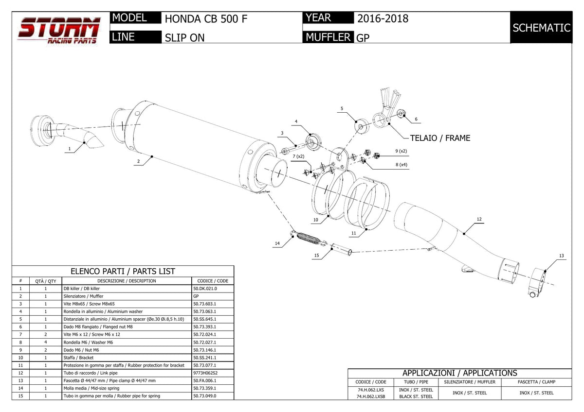 STORM GP Auspuff schwarz passend für HONDA CB 500 F 2016-2018