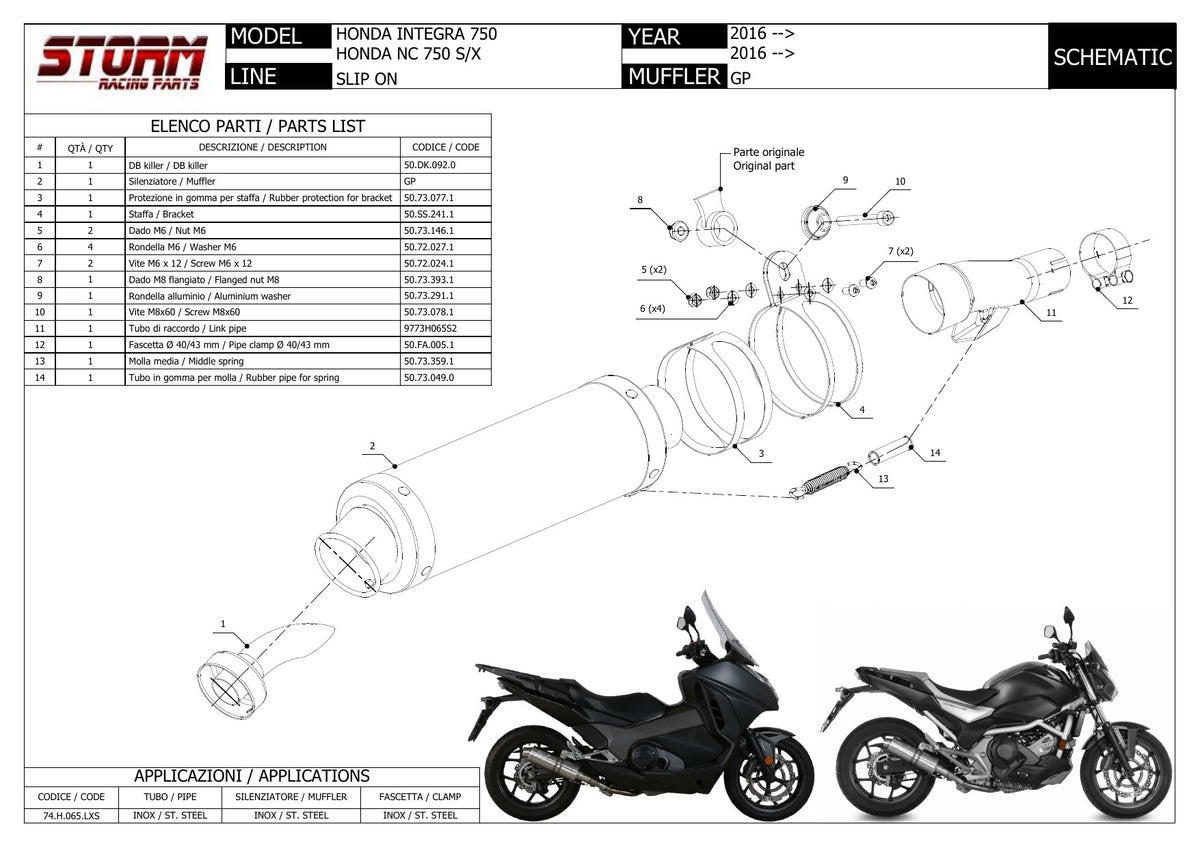 STORM GP Auspuff passend für HONDA INTEGRA 750 2016-2020