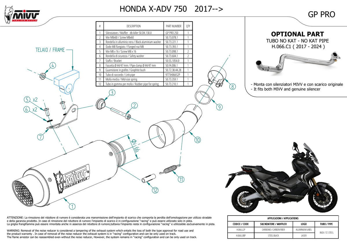 MIVV GPpro Auspuff schwarz passend für HONDA X-ADV 750 2017-2026