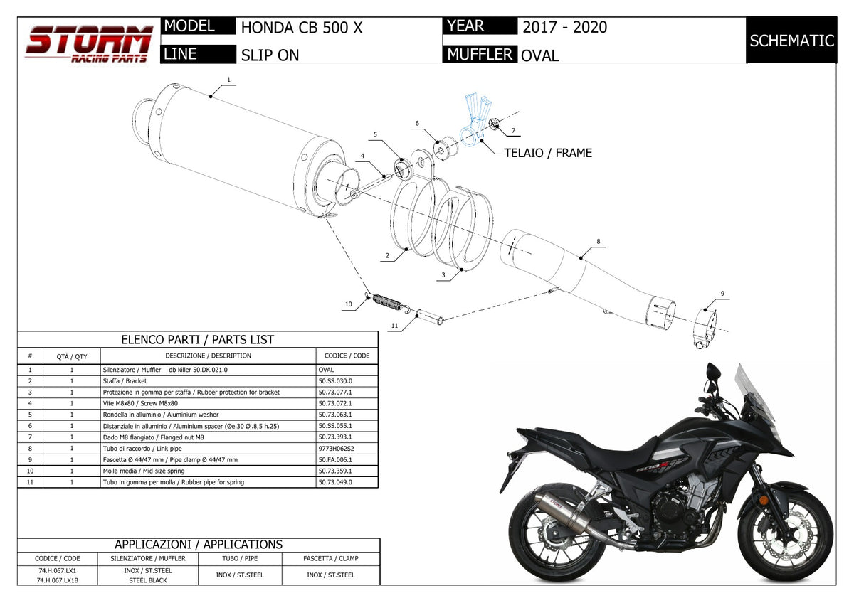 STORM OVAL Auspuff passend für HONDA CB 500 X 2017-2022