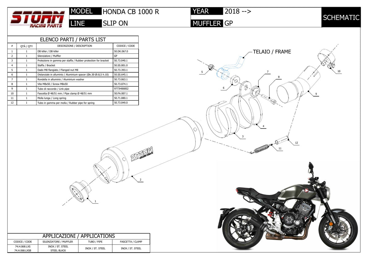 STORM GP Auspuff schwarz passend für HONDA CB 1000 R 2018-2024