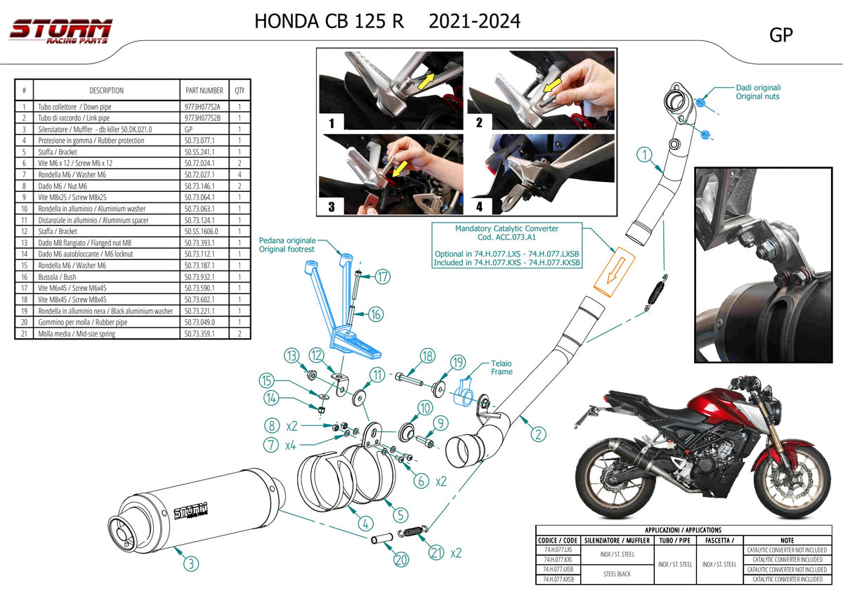 STORM GP Auspuff Komplettanlage Edelstahl passend für Honda CB 125 R 2021-2024