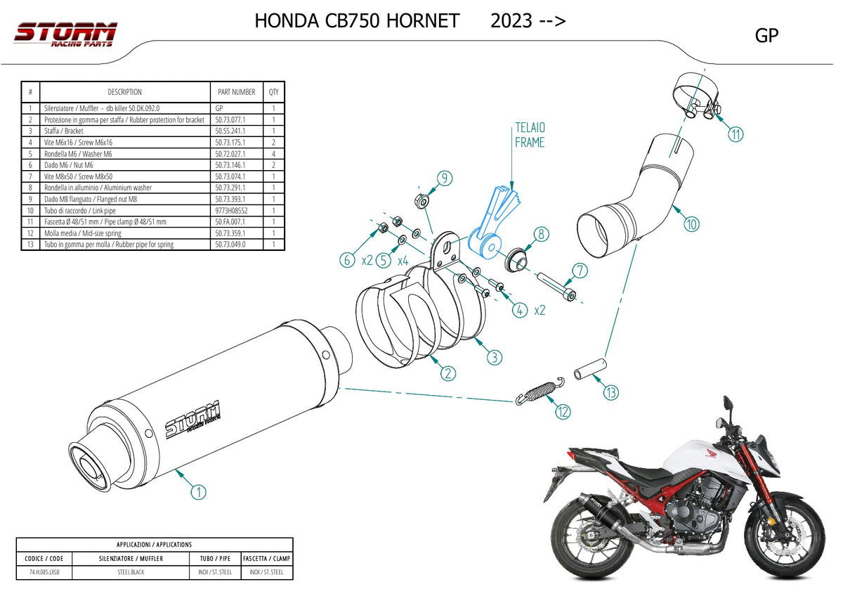 STORM Oval Auspuff Edelstahl passend für HONDA CB 750 Hornet 2023-2026