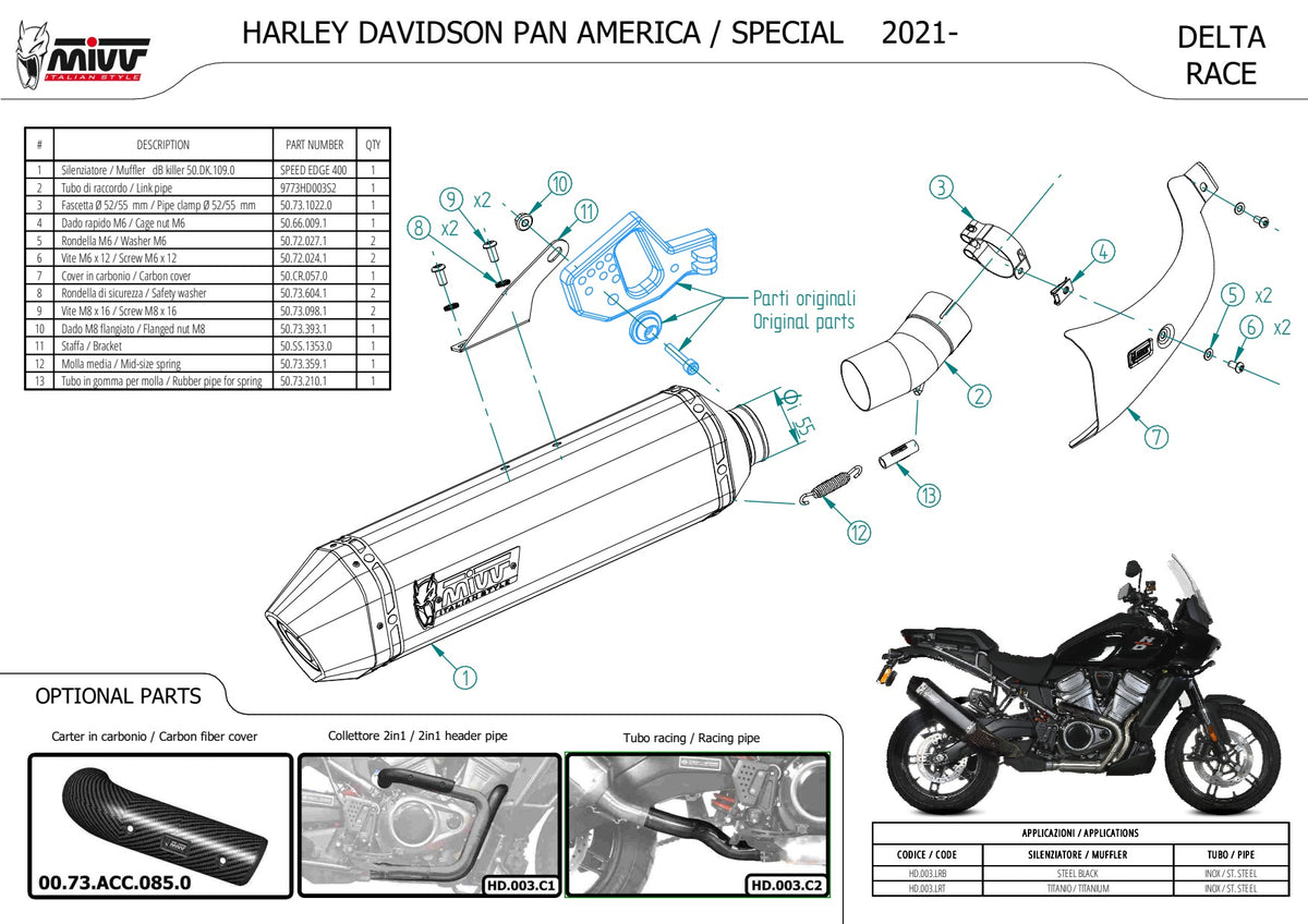 MIVV Speed Edge Auspuff passend für HARLEY DAVIDSON Pan America 2021-2024