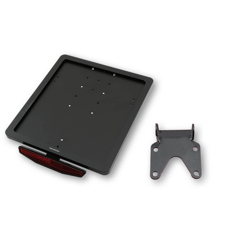 HIGHSIDER CNC Kennzeichen Halteplatte mit Uni- Halter Typ 1 schwarz eloxiert - Kama Bike Parts