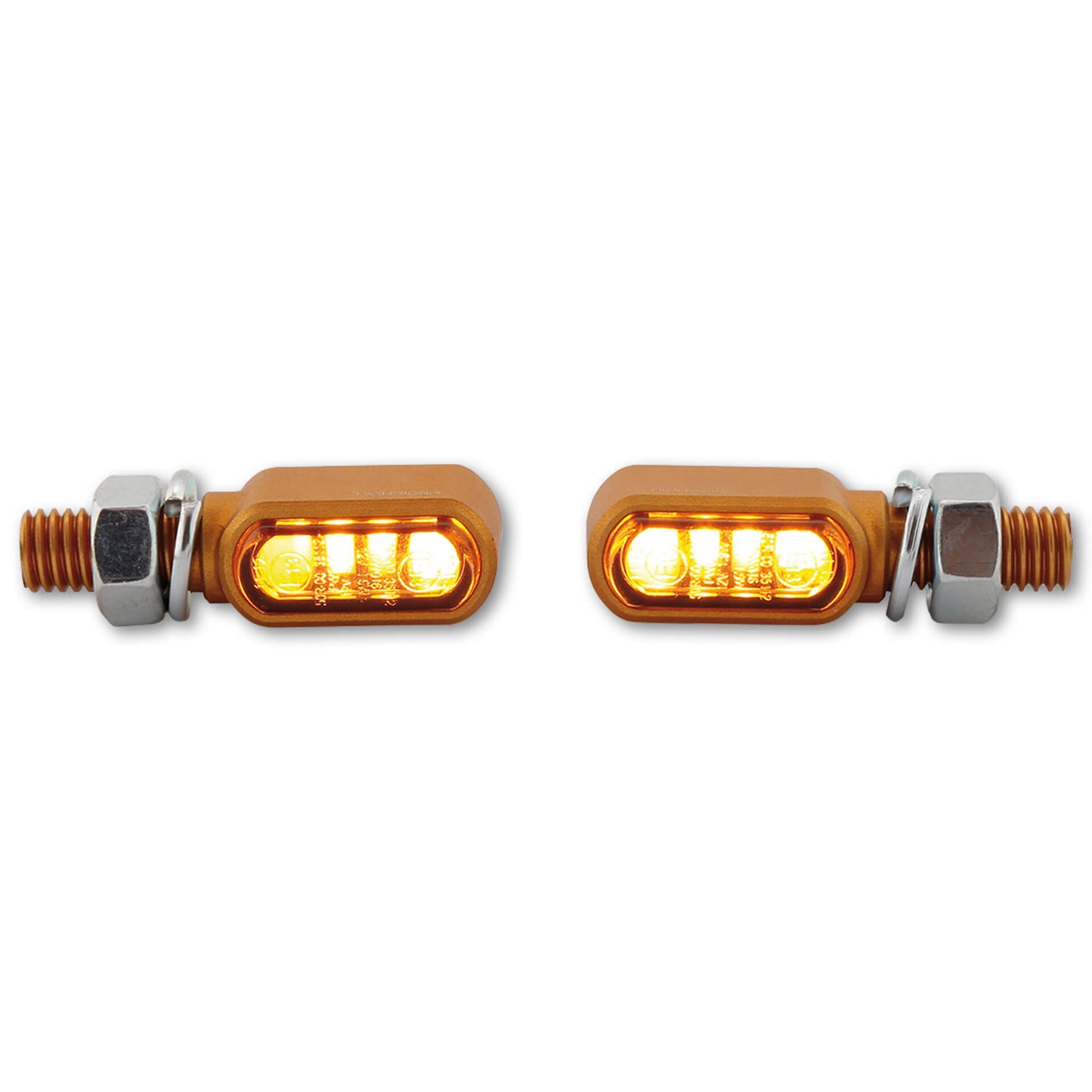 HIGHSIDER CNC LED Blinker LITTLE BRONX gold getöntes Glas E-geprüft Paar - Kama Bike Parts