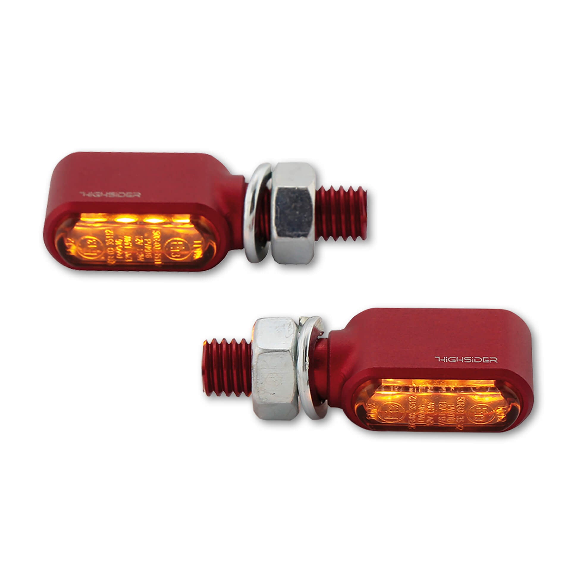 HIGHSIDER CNC LED Blinker LITTLE BRONX rot getöntes Glas E-geprüft Paar - Kama Bike Parts