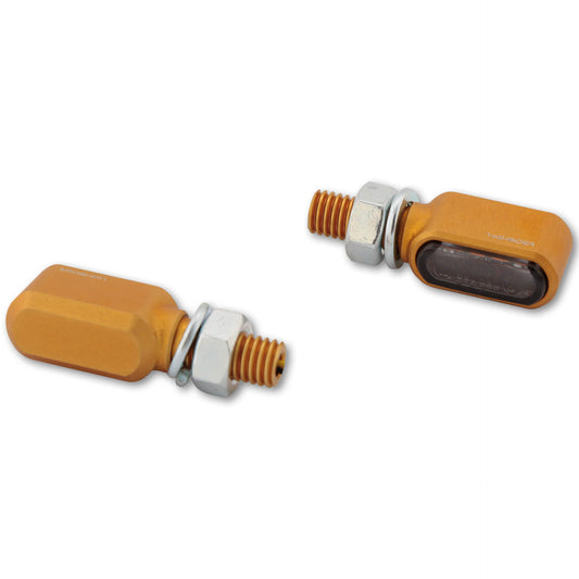 HIGHSIDER CNC LED Blinker/Positionslicht LITTLE BRONX gold getönt E-geprüft Paar - Kama Bike Parts