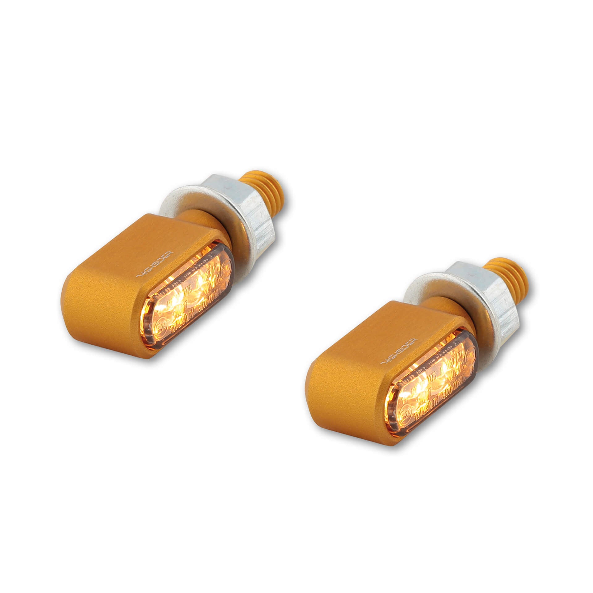 HIGHSIDER CNC LED Blinker/Positionslicht LITTLE BRONX gold getönt E-geprüft Paar - Kama Bike Parts