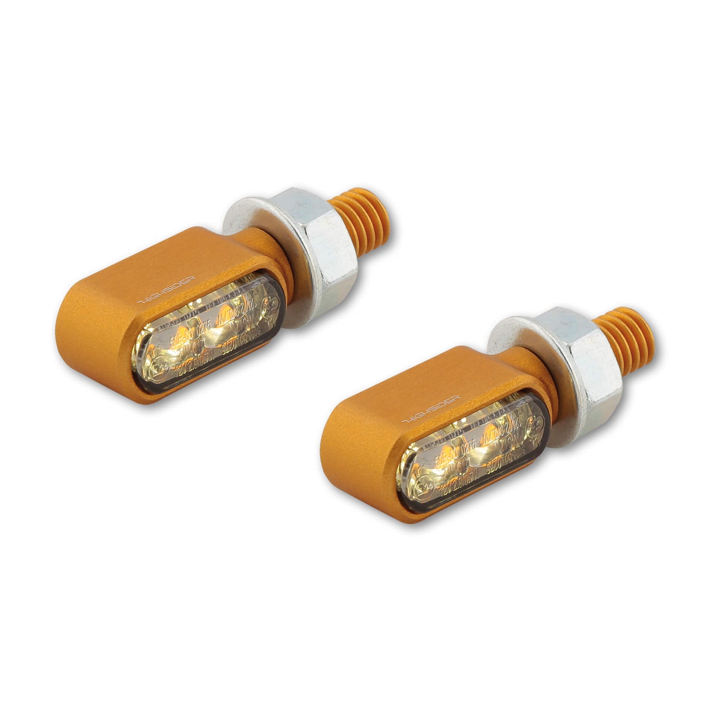 HIGHSIDER CNC LED Blinker/Positionslicht LITTLE BRONX gold getönt E-geprüft Paar - Kama Bike Parts