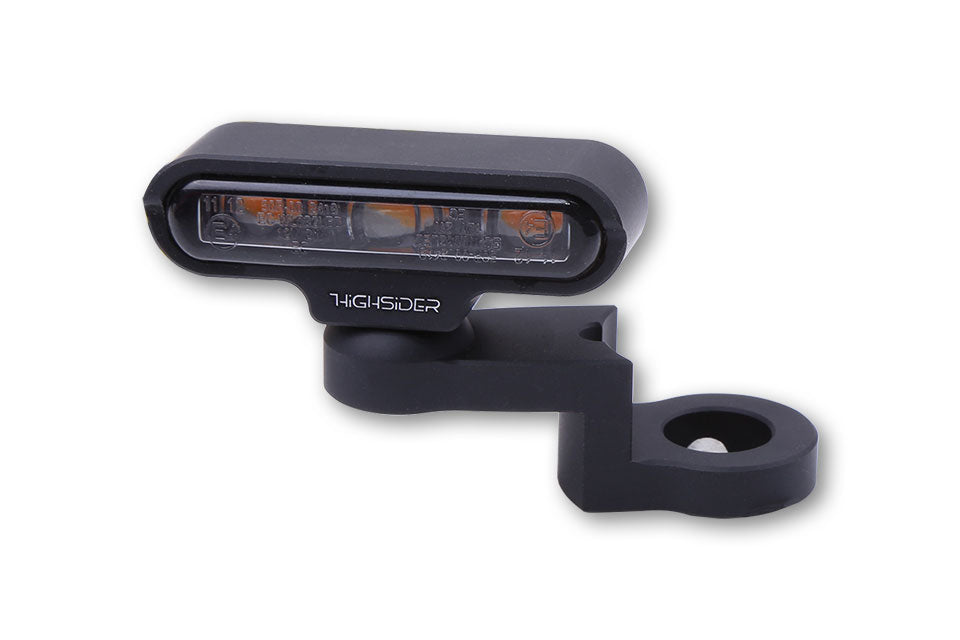 HIGHSIDER LED Blinker mit CNC Spiegelbefestigung TYP 2 schwarz - Kama Bike Parts