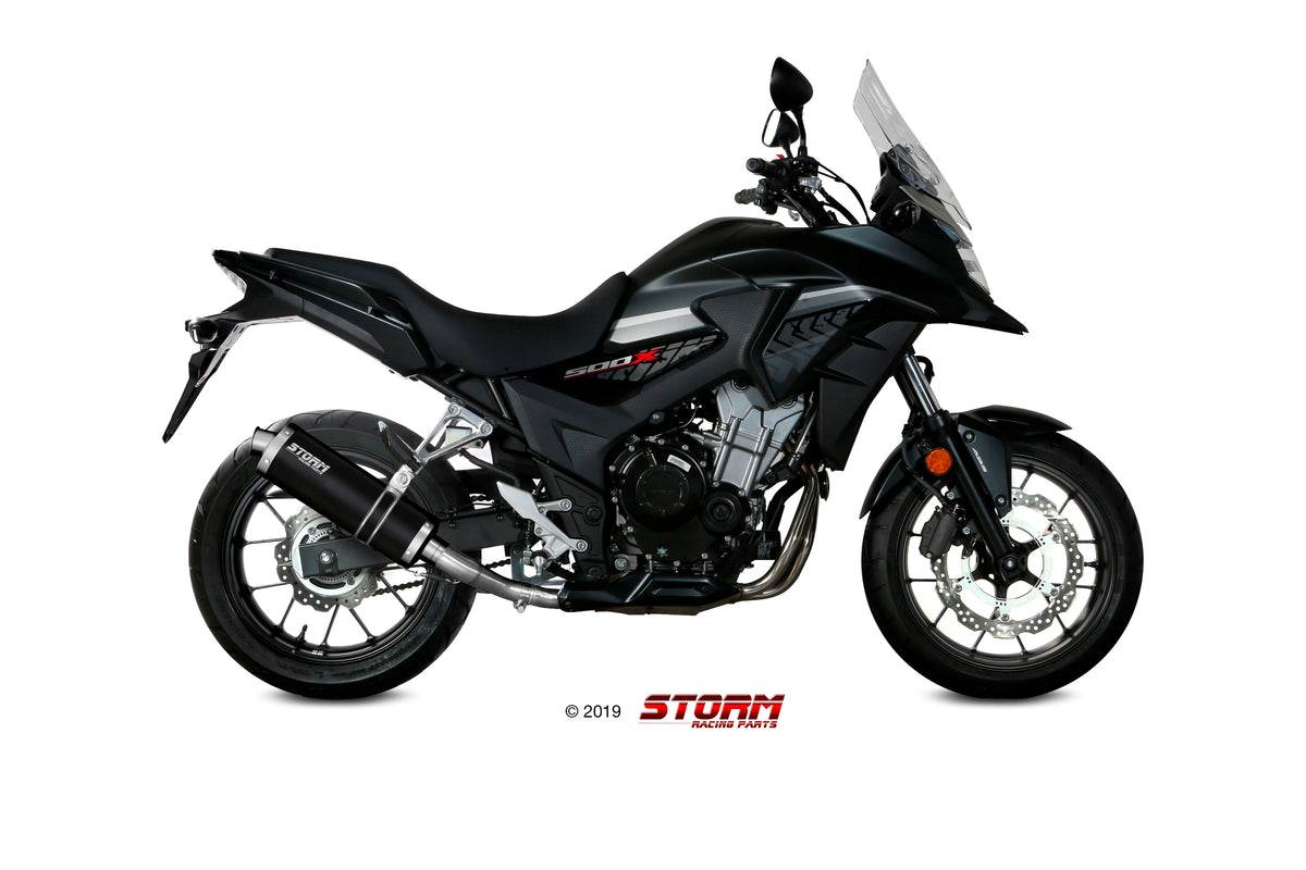 STORM OVAL Auspuff schwarz passend für HONDA CB 500 X 2017-2022