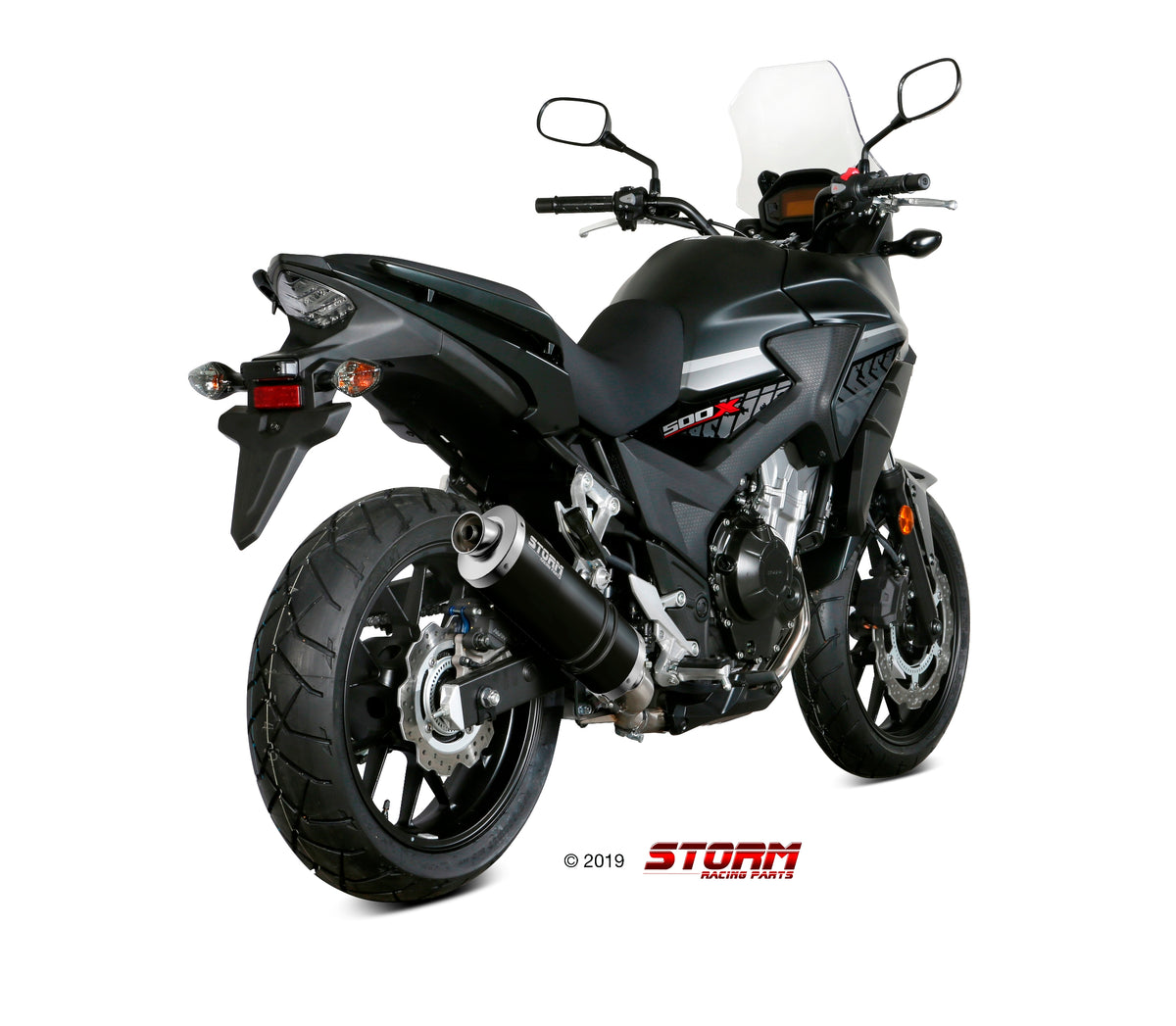 STORM OVAL Auspuff schwarz passend für HONDA CB 500 X 2017-2022