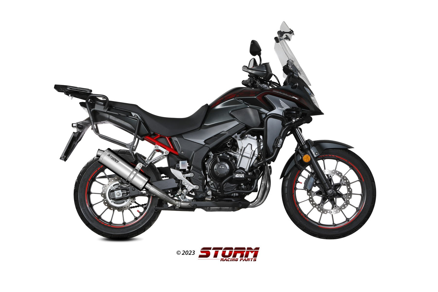 STORM Oval Auspuff Edelstahl passend für HONDA CB 500 X 2021-2024