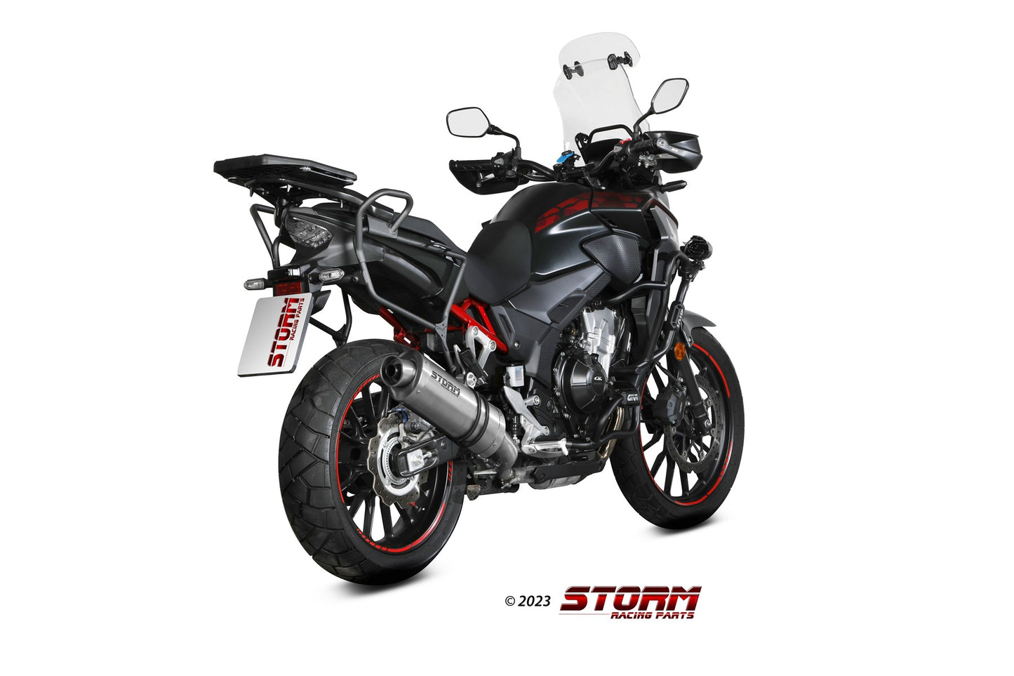 STORM Oval Auspuff Edelstahl passend für HONDA CB 500 X 2021-2024