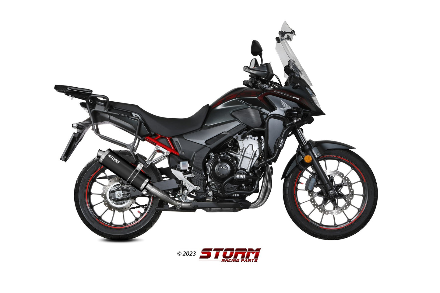STORM Oval Auspuff schwarz passend für HONDA CB 500 X 2021-2024