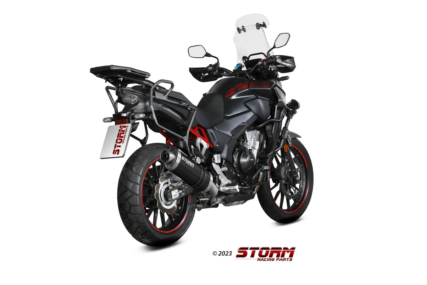 STORM Oval Auspuff schwarz passend für HONDA CB 500 X 2021-2024