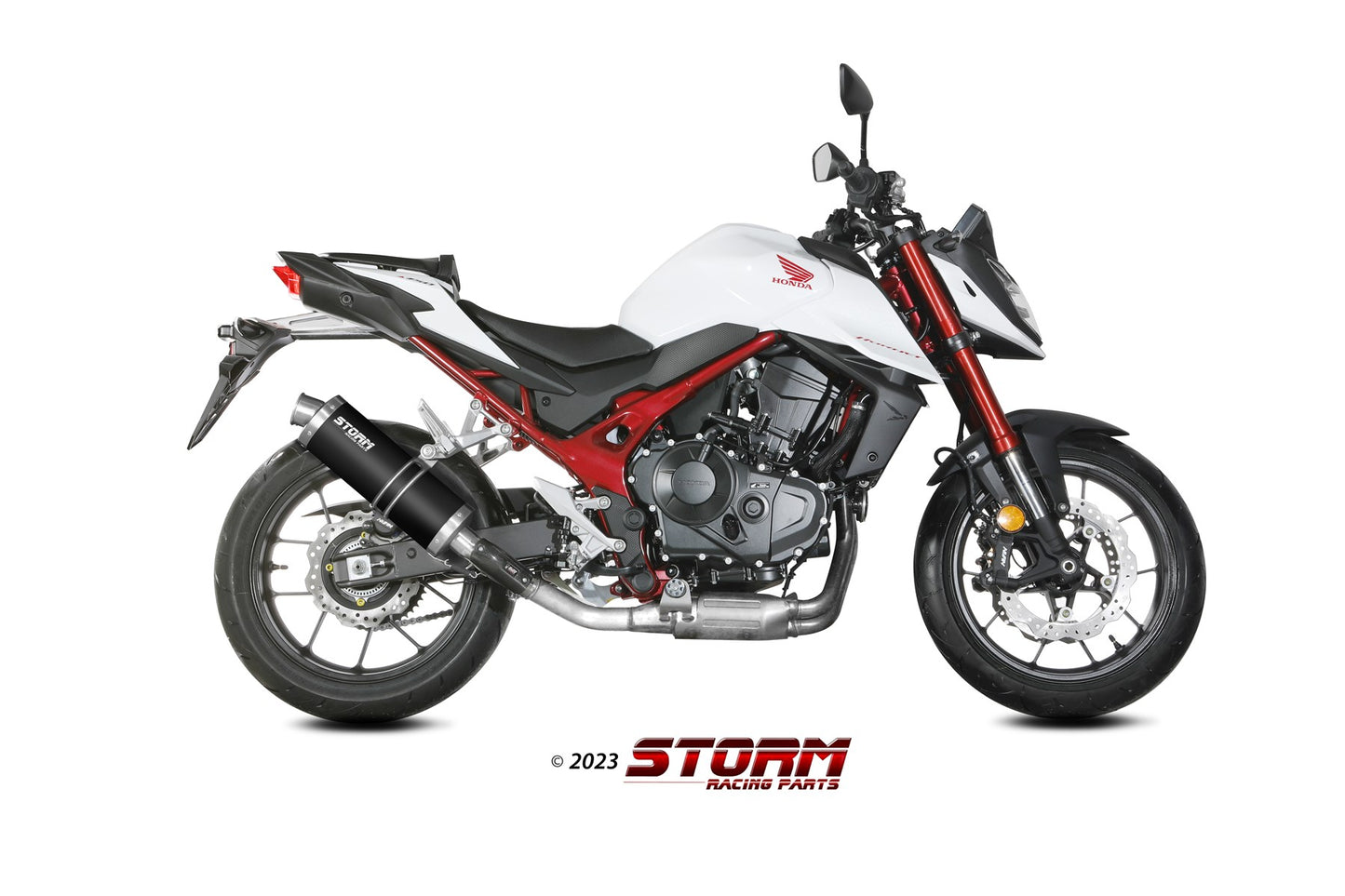 STORM Oval Auspuff schwarz passend für HONDA CB 750 Hornet 2023-2025