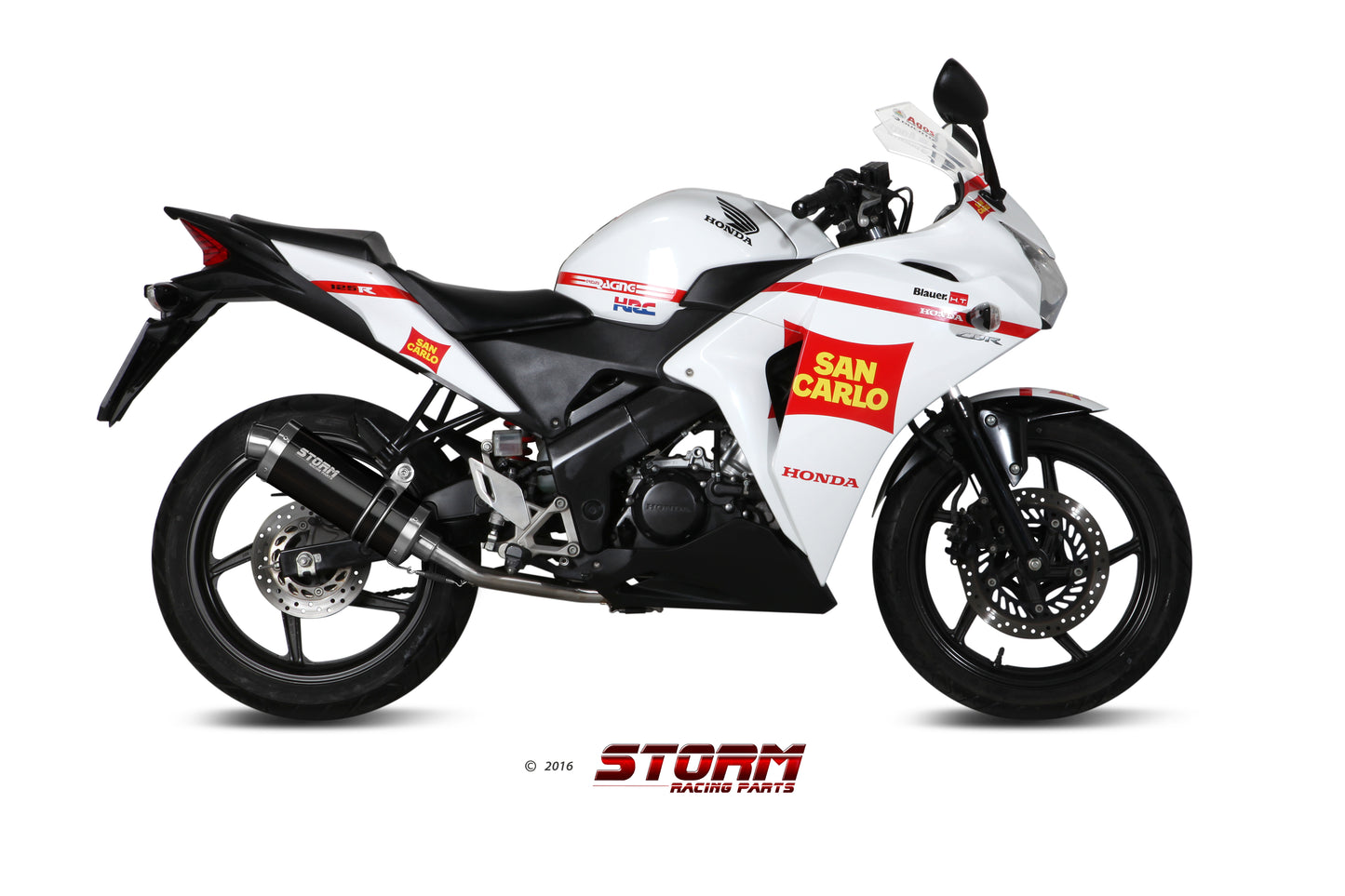 STORM OVAL Auspuff Komplettanlage schwarz passend für Honda CBR 125 R 2011-2016