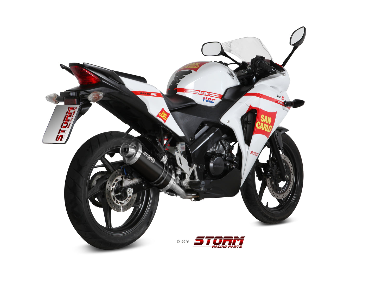 STORM OVAL Auspuff Komplettanlage schwarz passend für Honda CBR 125 R 2011-2016
