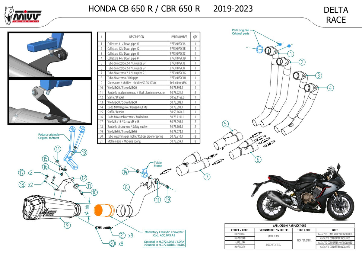 MIVV DELTA RACE Auspuff Komplettanlage passend für HONDA CB 650 R 2019-2023