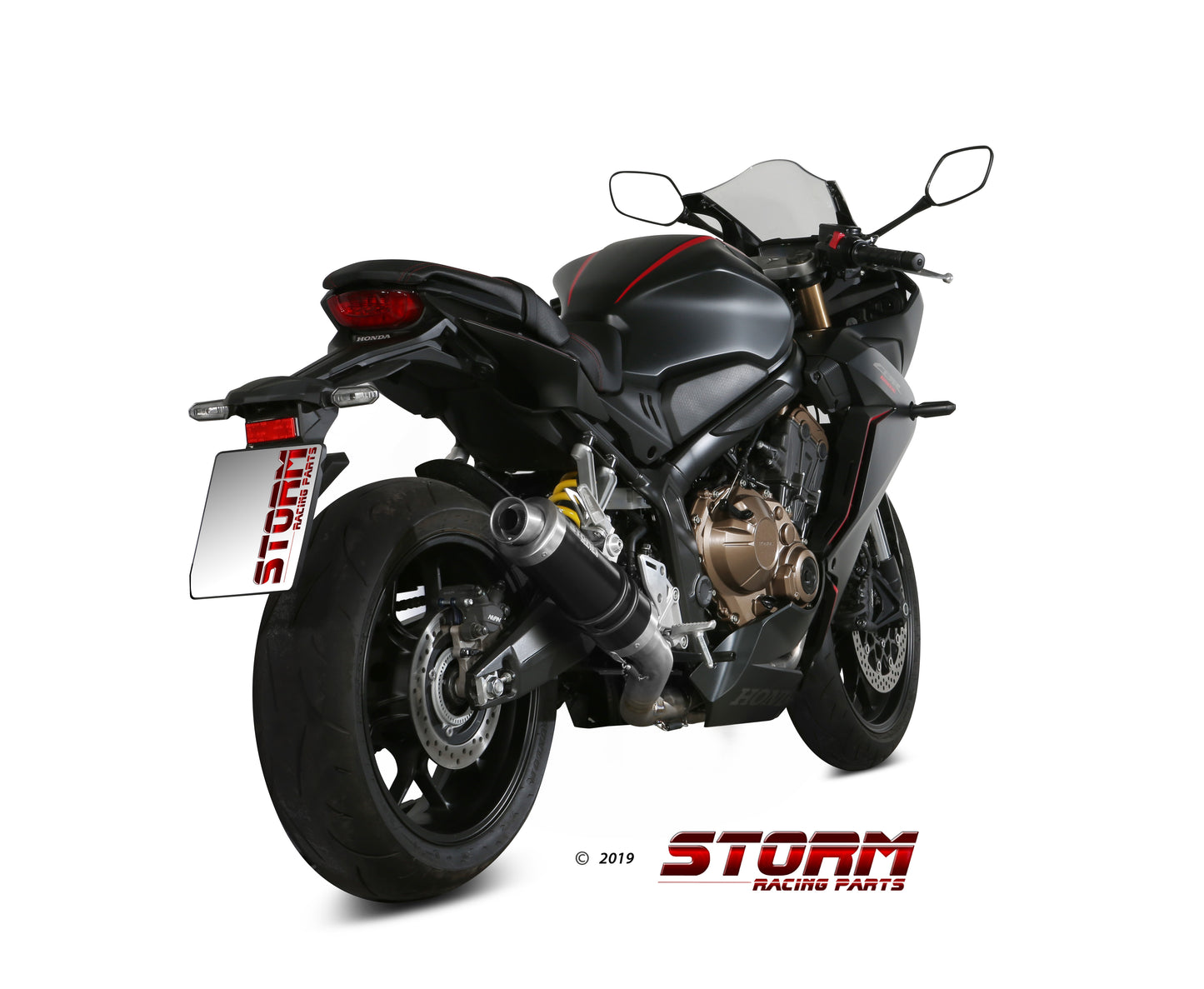 STORM GP Auspuff schwarz passend für Honda CBR 650 R 2019-2023 / CB 650 R 2019-2023