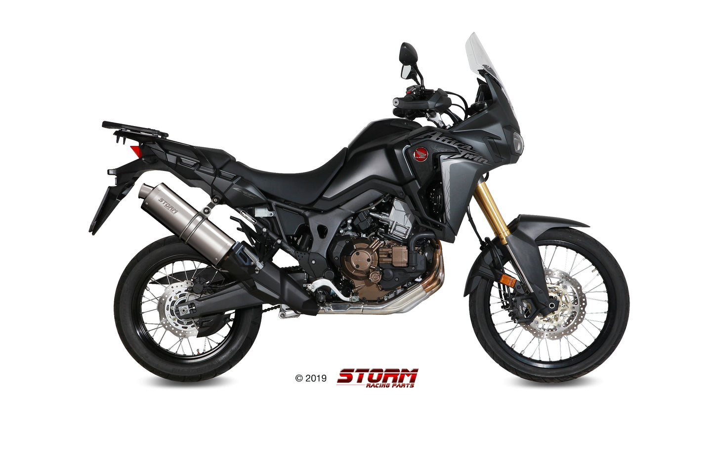 STORM OVAL Auspuff schwarz passend für Honda CRF 1000 L African Twin ´16