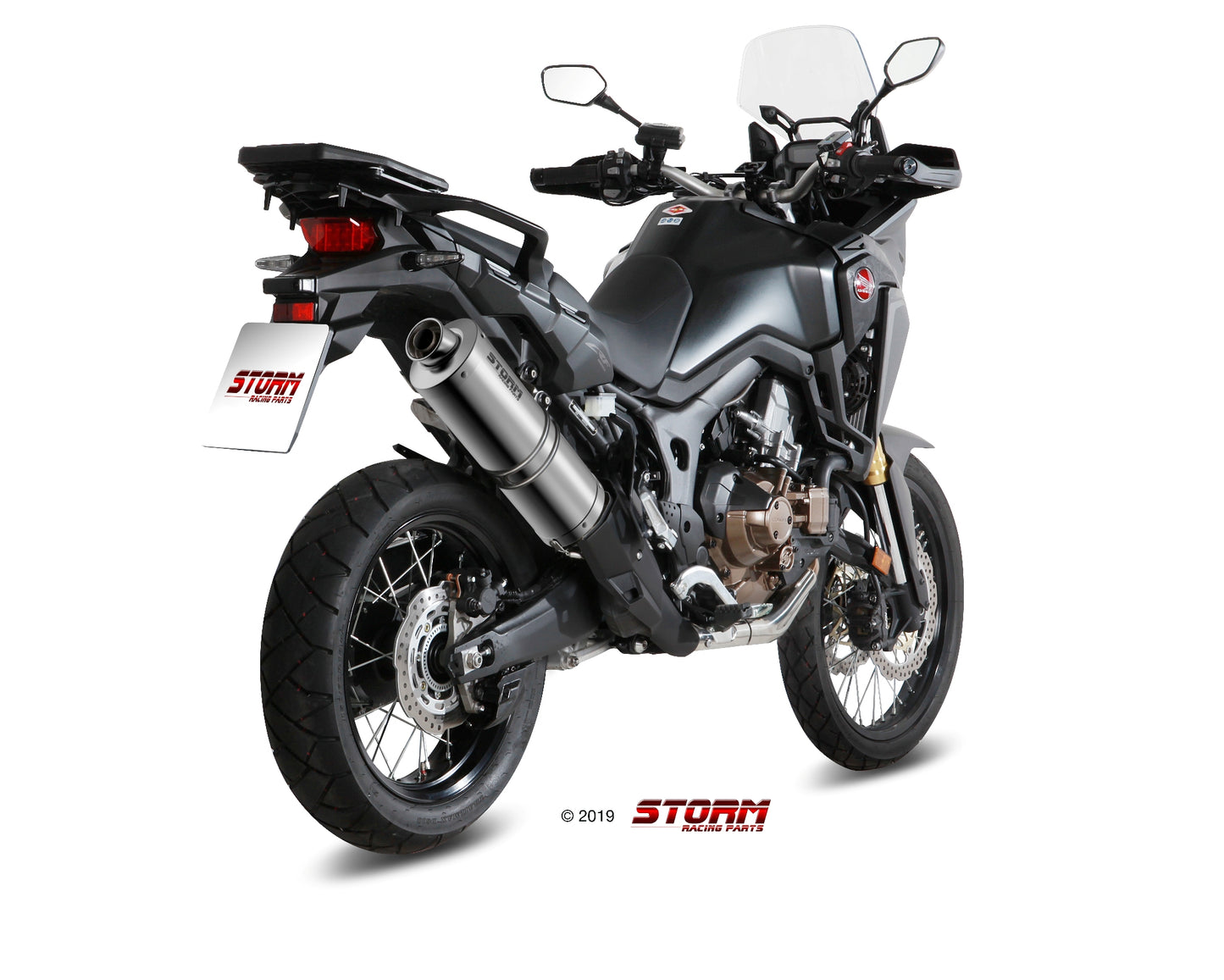 STORM OVAL Auspuff schwarz passend für Honda CRF 1000 L African Twin ´16