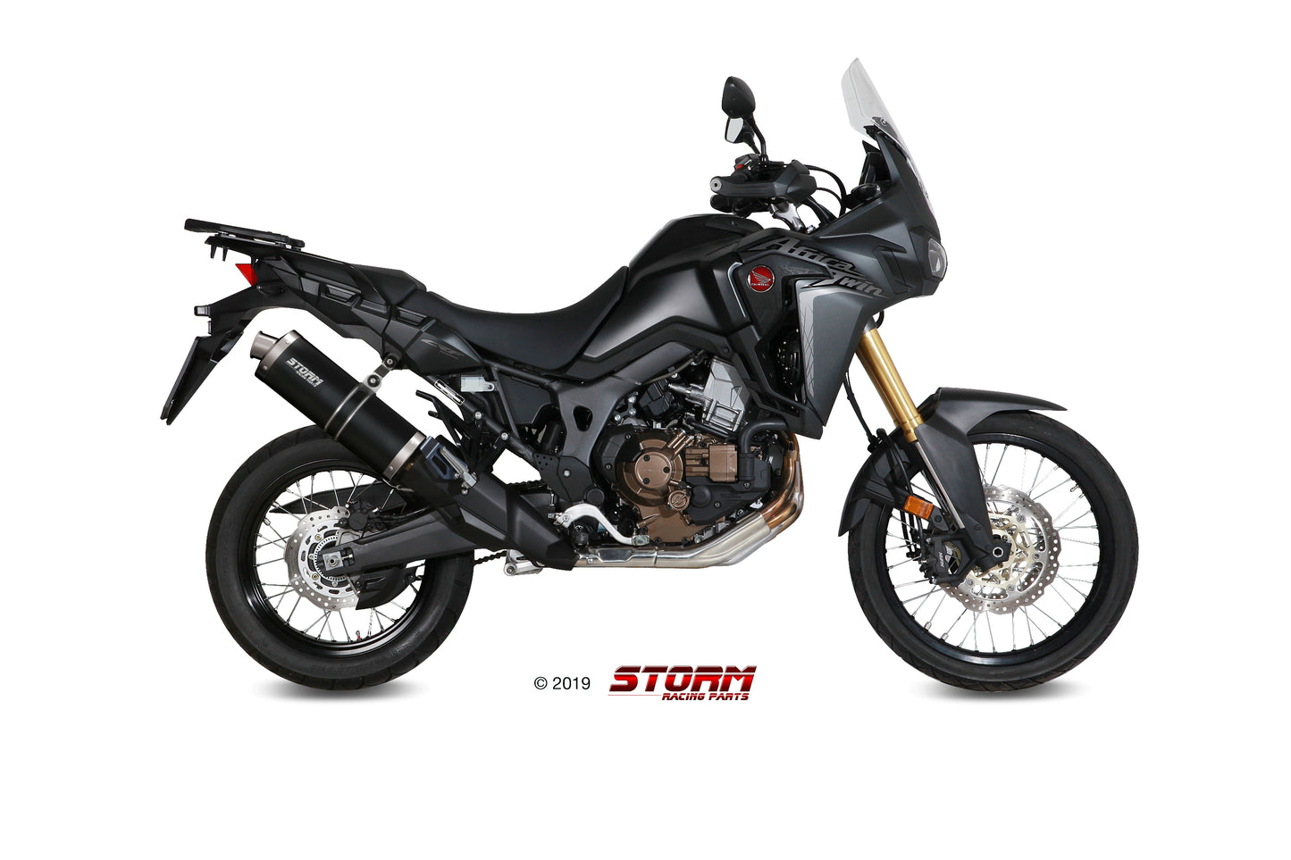 STORM OVAL Auspuff schwarz passend für Honda CRF 1000 L African Twin ´16