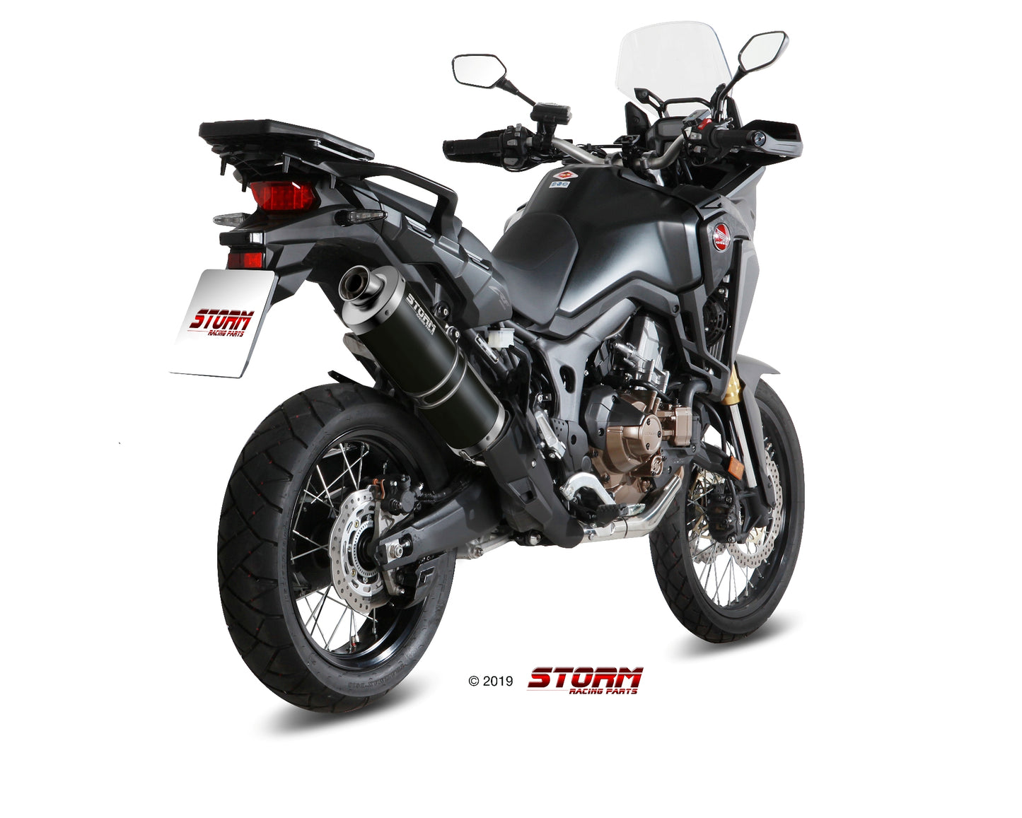 STORM OVAL Auspuff schwarz passend für Honda CRF 1000 L African Twin ´16