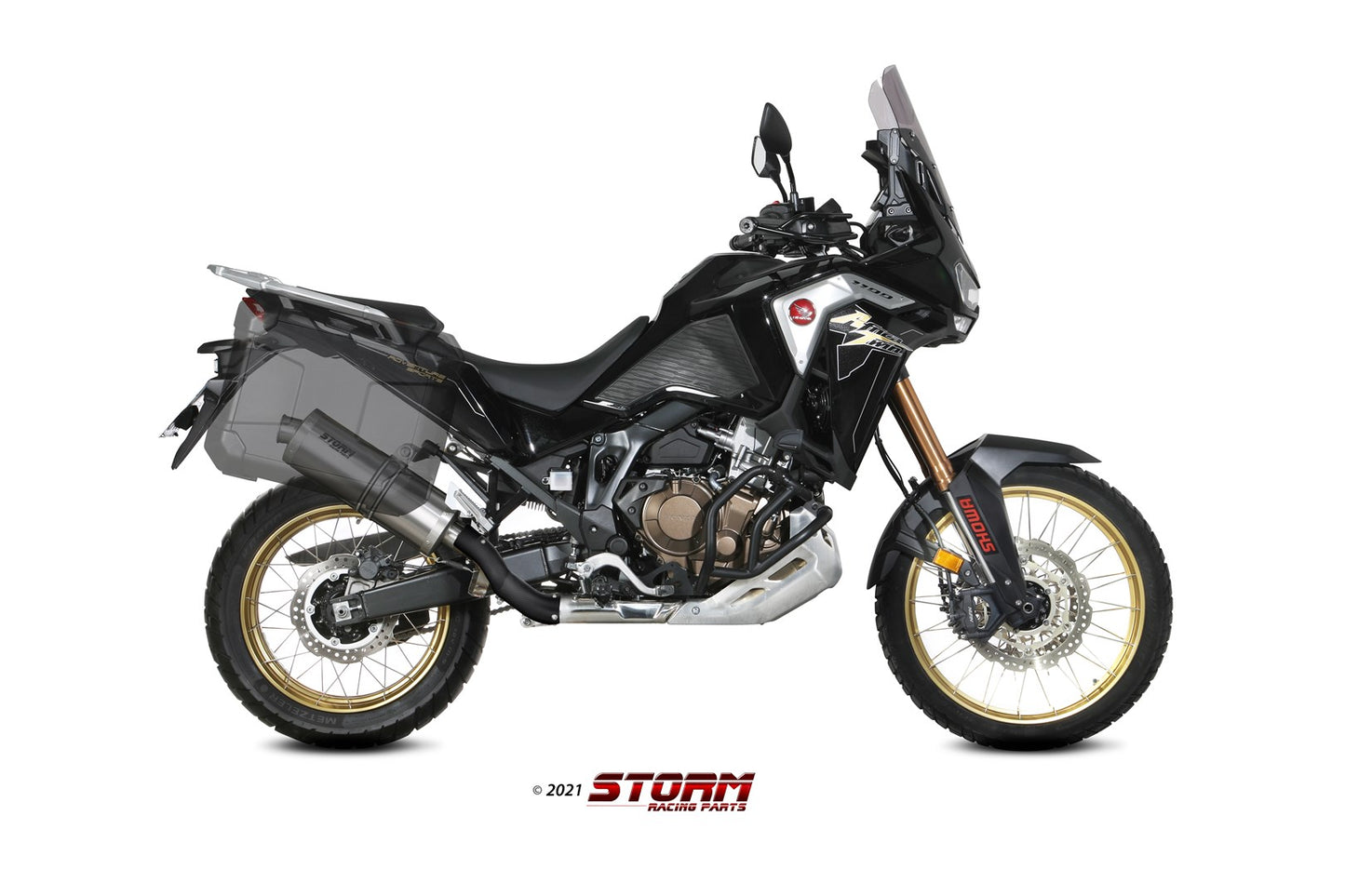 STORM Oval Auspuff Edelstahl passend für HONDA CRF 1100 L AFRICA TWIN 2020-2026