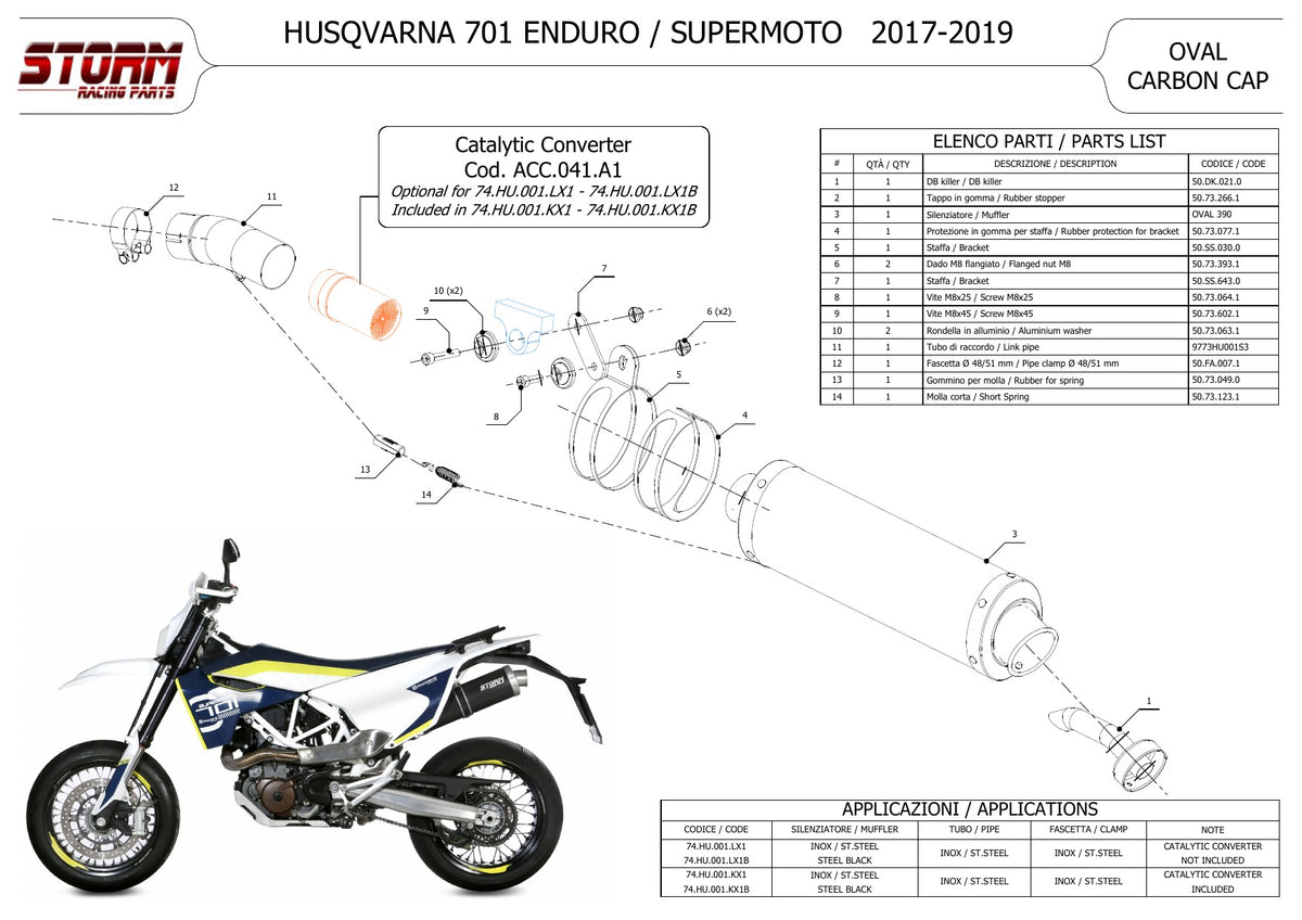 STORM OVAL Auspuff passend für HUSQVARNA 701 SUPERMOTO/ENDURO 17-19