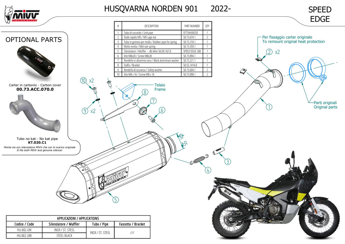 MIVV Speed Edge Auspuff Edelstahl passend für HUSQVARNA NORDEN 901 2022-2026