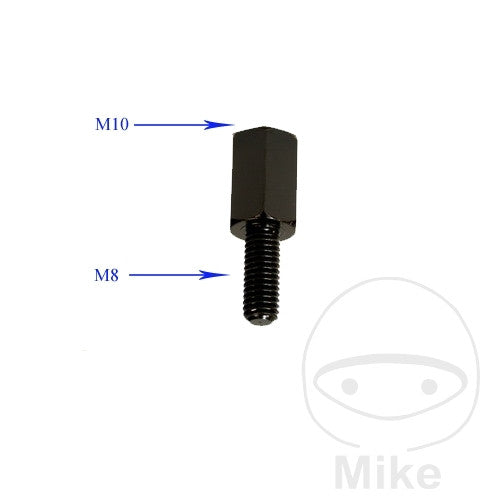 Motorrad Spiegeladapter schwarz von Loch M 10 Re auf Bolzen M 8 Re. Neu - Kama Bike Parts