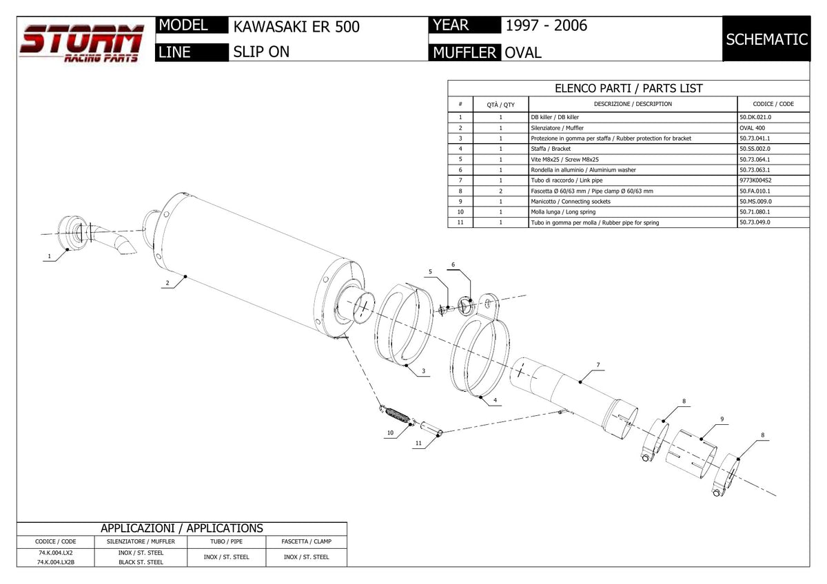 STORM OVAL Auspuff passend für KAWASAKI ER-5 1997-2006