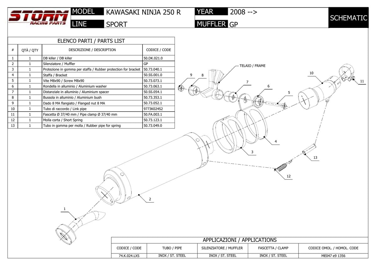 STORM GP Auspuff passend für Kawasaki Ninja 250R 2008-2013