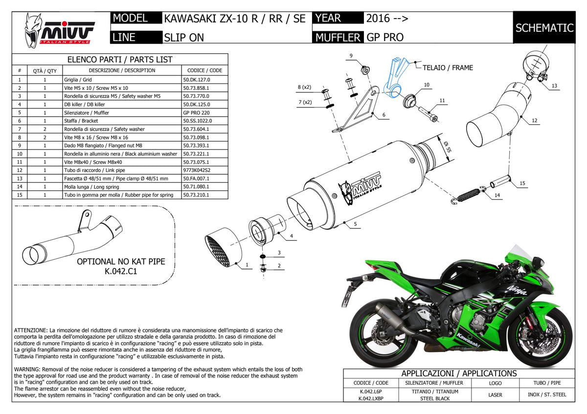 MIVV GPpro Auspuff passend für KAWASAKI ZX-10R-RR-SE 2016-2025
