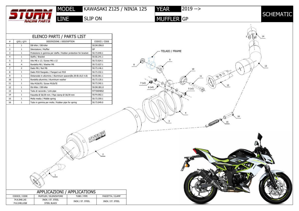 STORM GP Auspuff passend für KAWASAKI NINJA 125 2019-2024