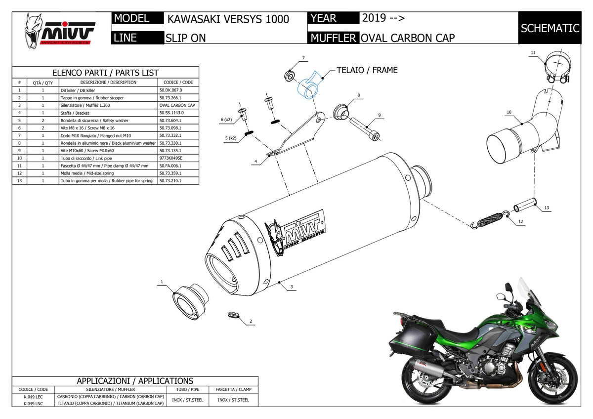 MIVV Oval Auspuff Carbon passend für KAWASAKI Versys 1000 2019-2024