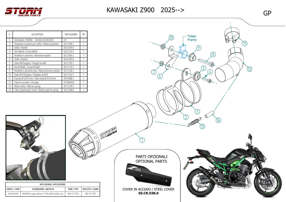 STORM GP-C Auspuff schwarz passend für KAWASAKI Z 900 2025-2026