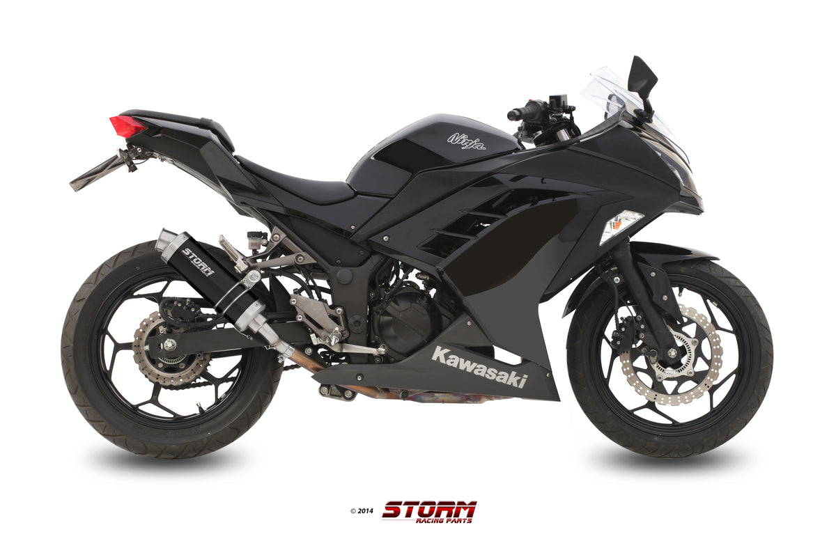 STORM GP Auspuff schwarz passend für KAWASAKI NINJA 300 2013-2016