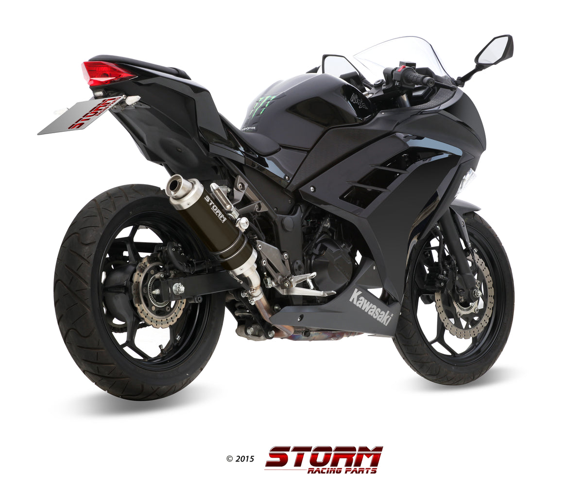 STORM GP Auspuff schwarz passend für KAWASAKI NINJA 300 2013-2016
