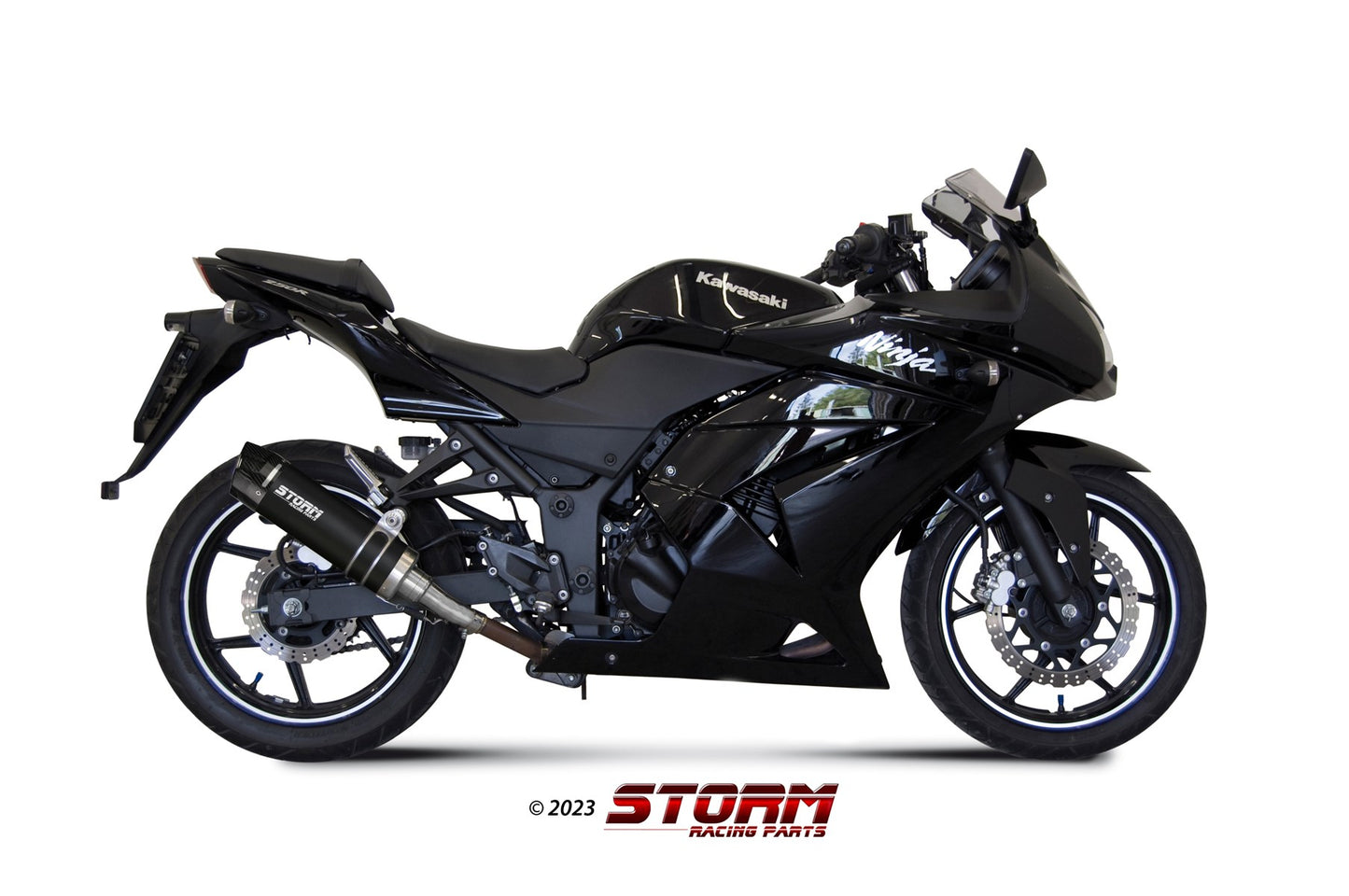 STORM GP-C Auspuff schwarz passend für KAWASAKI NINJA 250 R 2008-2013