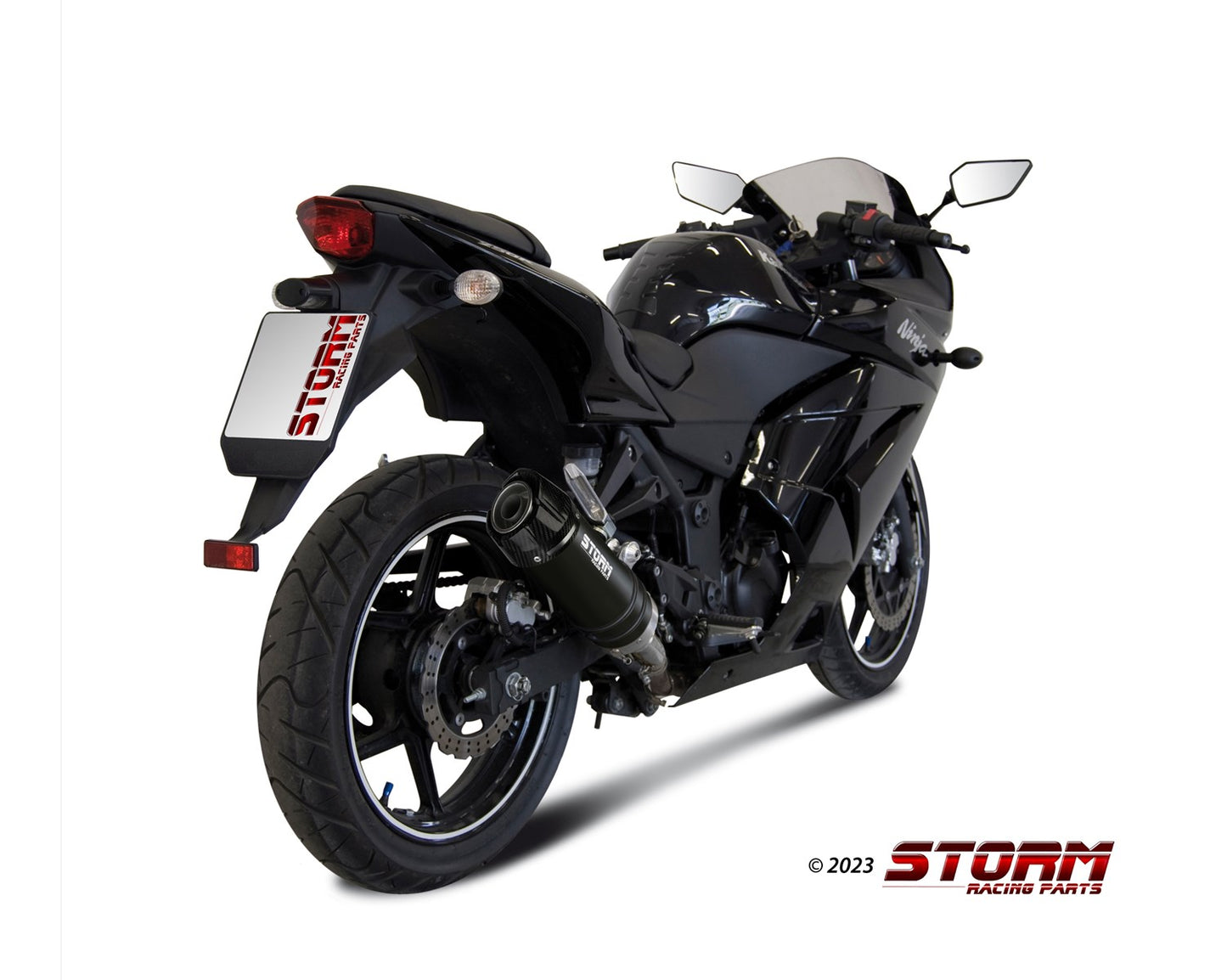 STORM GP-C Auspuff schwarz passend für KAWASAKI NINJA 250 R 2008-2013