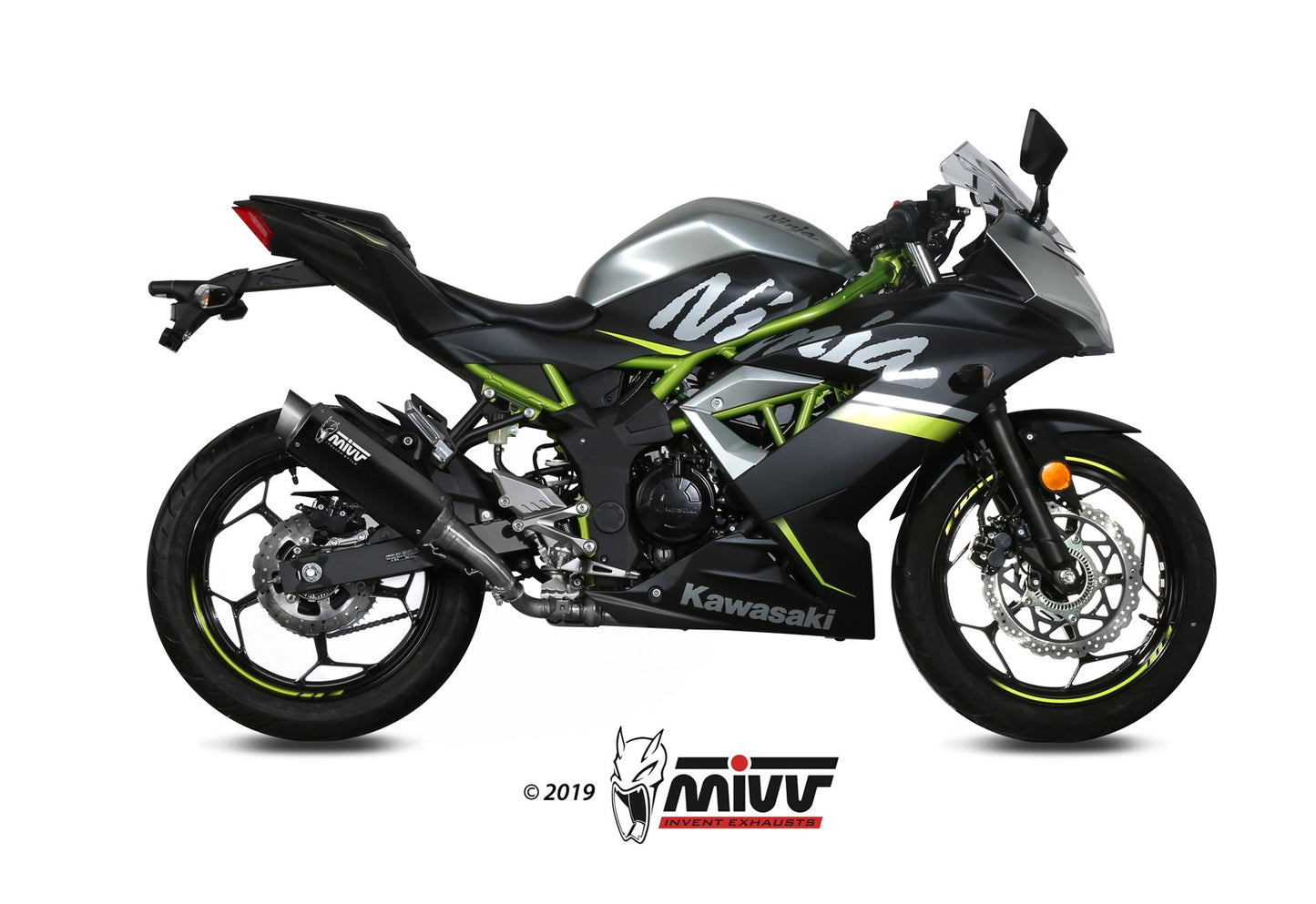 MIVV GPpro Auspuff Edelstahl Schwarz passend für KAWASAKI NINJA 125 2019-2024