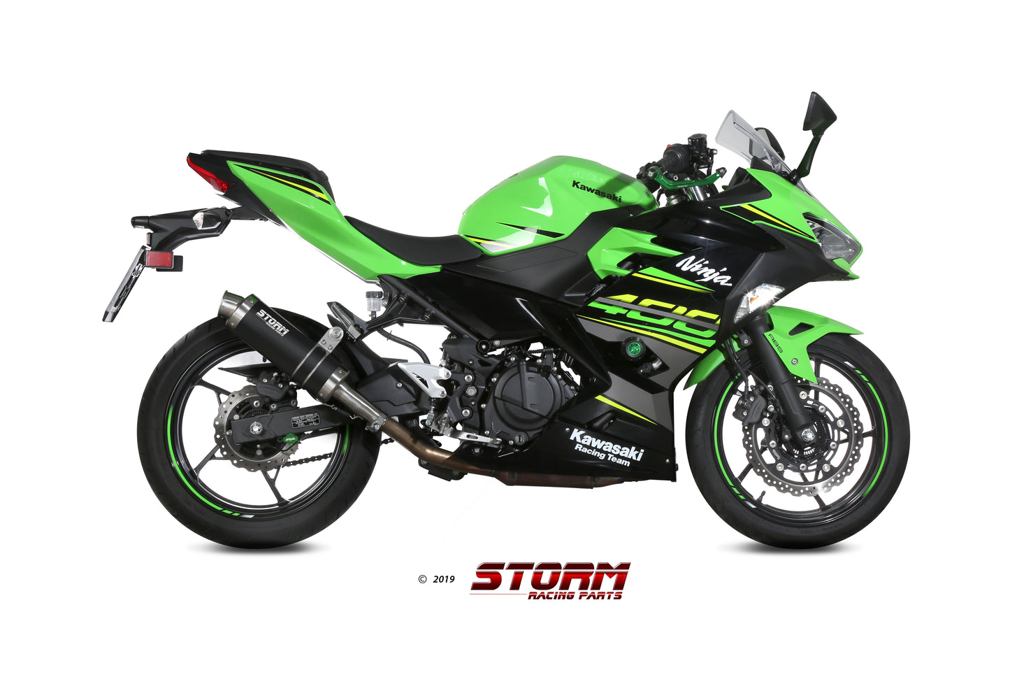 STORM GP Auspuff schwarz passend für KAWASAKI Ninja 400, Z 400 -23