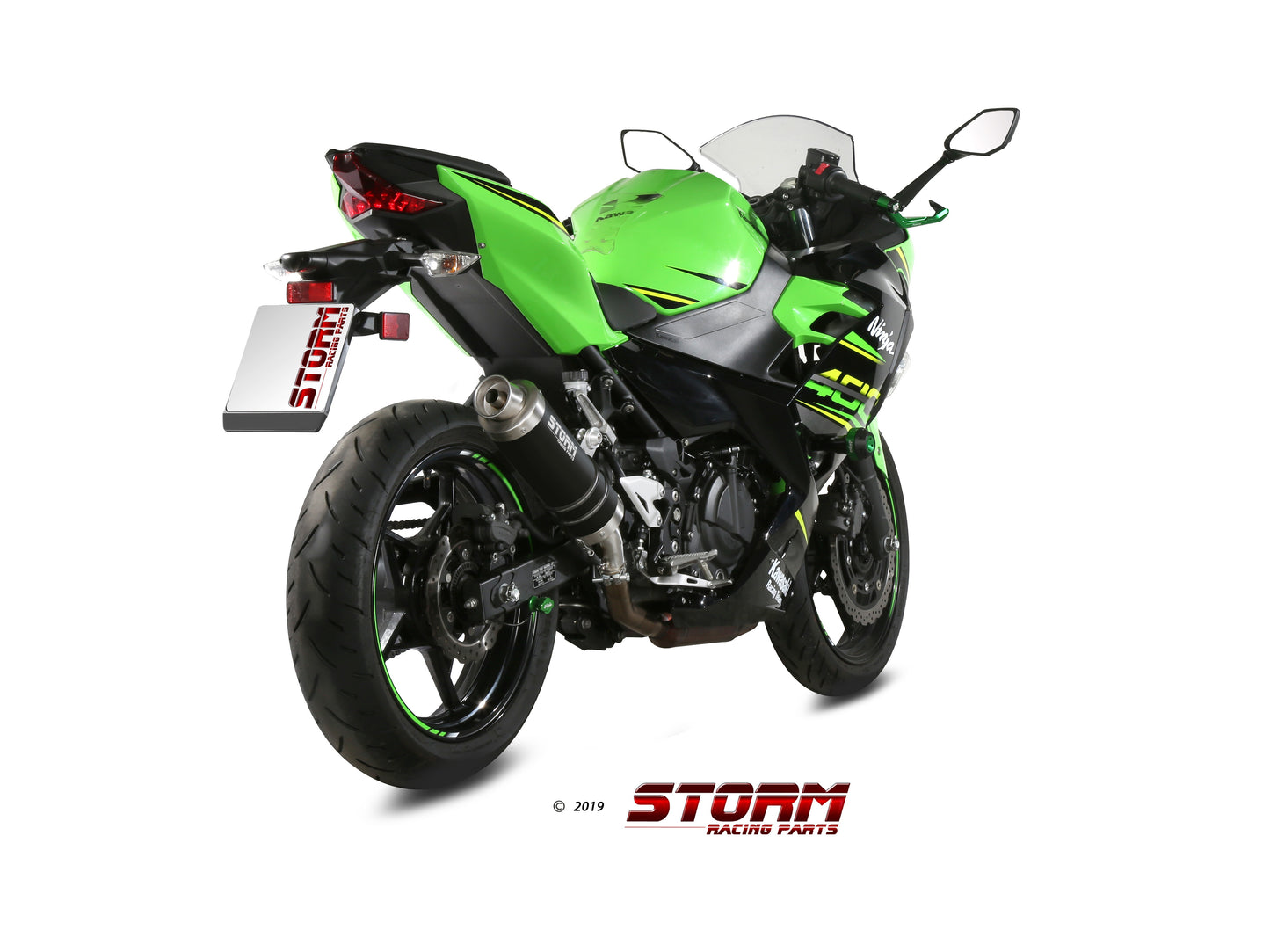STORM GP Auspuff schwarz passend für KAWASAKI Ninja 400, Z 400 -23