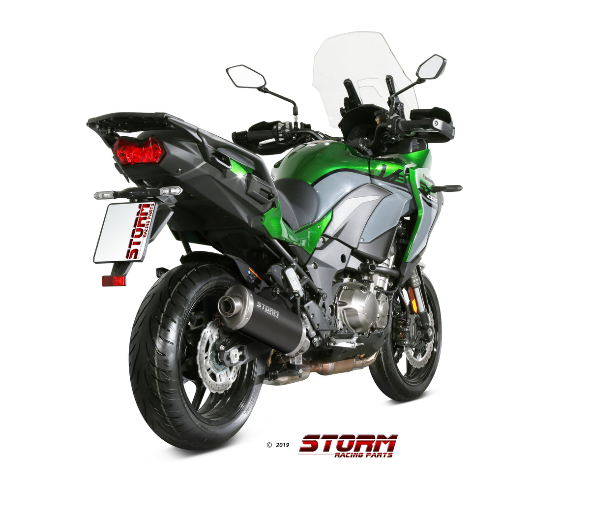 STORM OVAL Auspuff schwarz passend für KAWASAKI Versys 1000 2019-2024